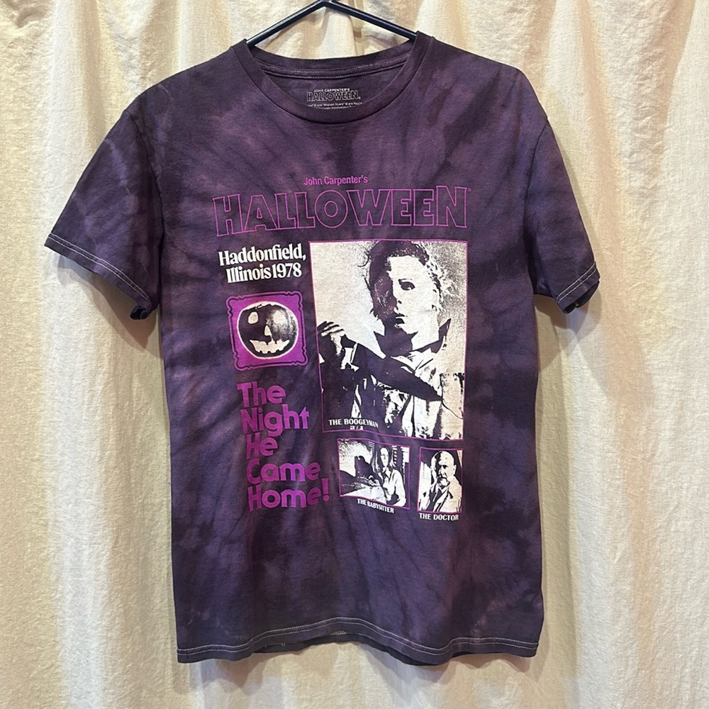 ⚜️ EUC HALLOWEEN purple tie-dye graphic tee sz Med UNISEX